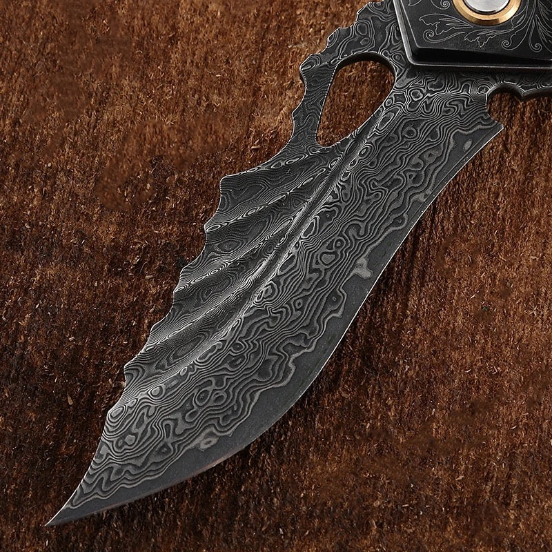 Condor VG10 Japanese Damascus Pocket Knife with Stained Maple Burl handle