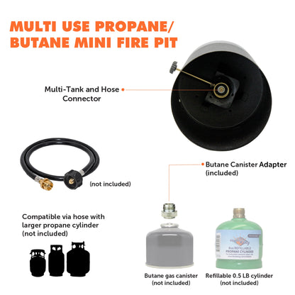 Flame King Smokeless Portable Mini Tabletop Fire Pit Dual Fuel Propane and Butane