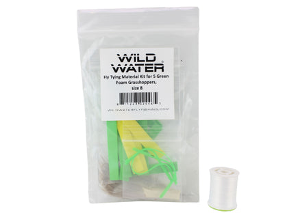 Green Foam Grasshopper Fly Tying Material Kit, size 8 | Wild Water Fly Fishing