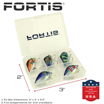 5pc Mini Crankbait Assortment, 1" Long | Floating | FORTIS