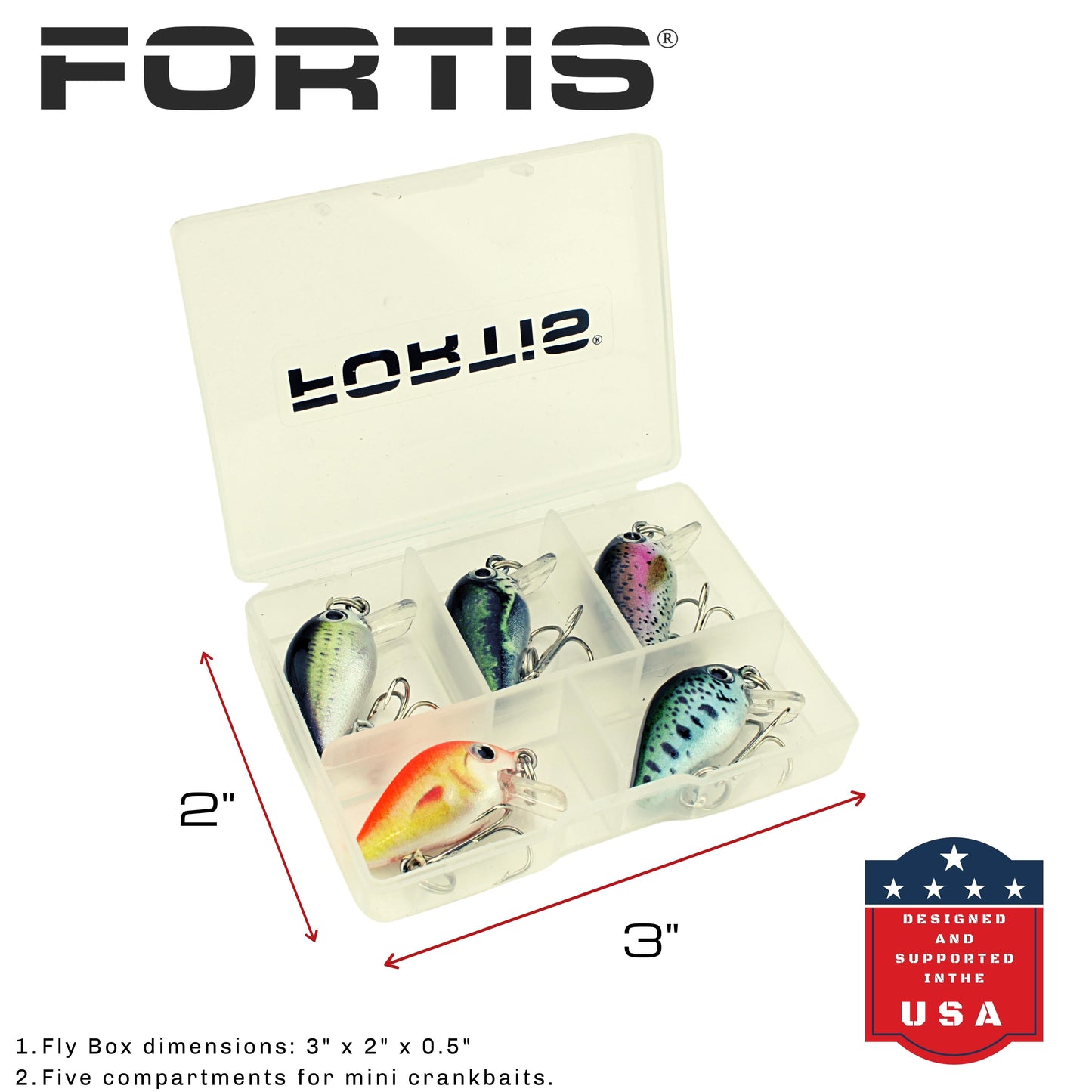 5pc Mini Crankbait Assortment, 1" Long | Floating | FORTIS