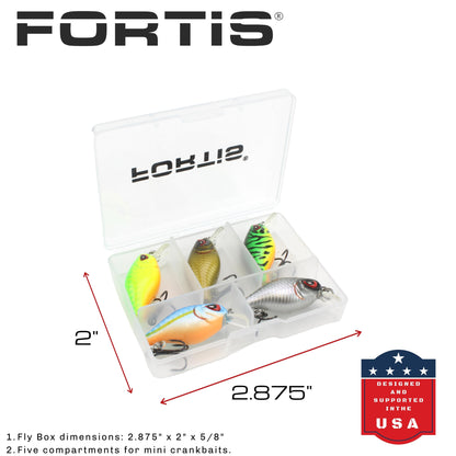 5pc Mini Crankbait Assortment, 1.375" Long | Floating | FORTIS