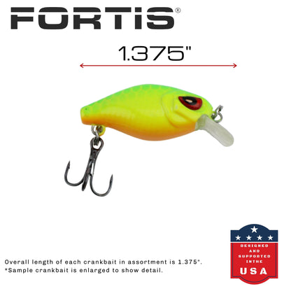 5pc Mini Crankbait Assortment, 1.375" Long | Floating | FORTIS