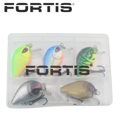 5pc Mini Crankbait Assortment, 1.25" Long | Floating | FORTIS