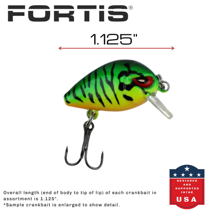 5pc Mini Crankbait Assortment, 1.25" Long | Floating | FORTIS