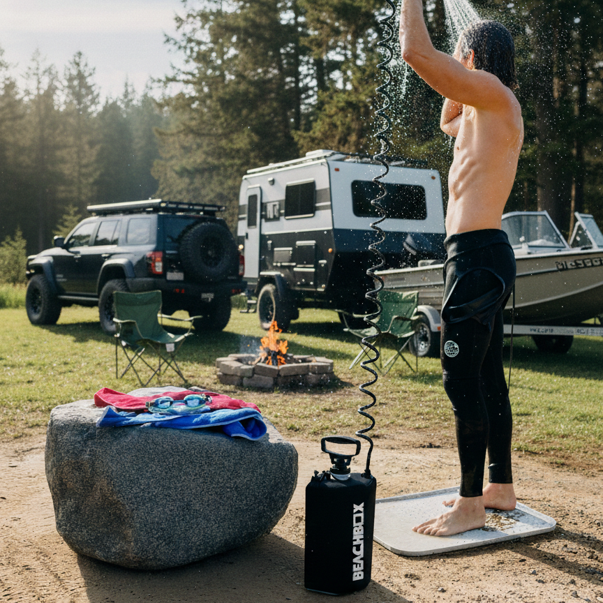 BeachBox Portable Camping Shower Tank - Black