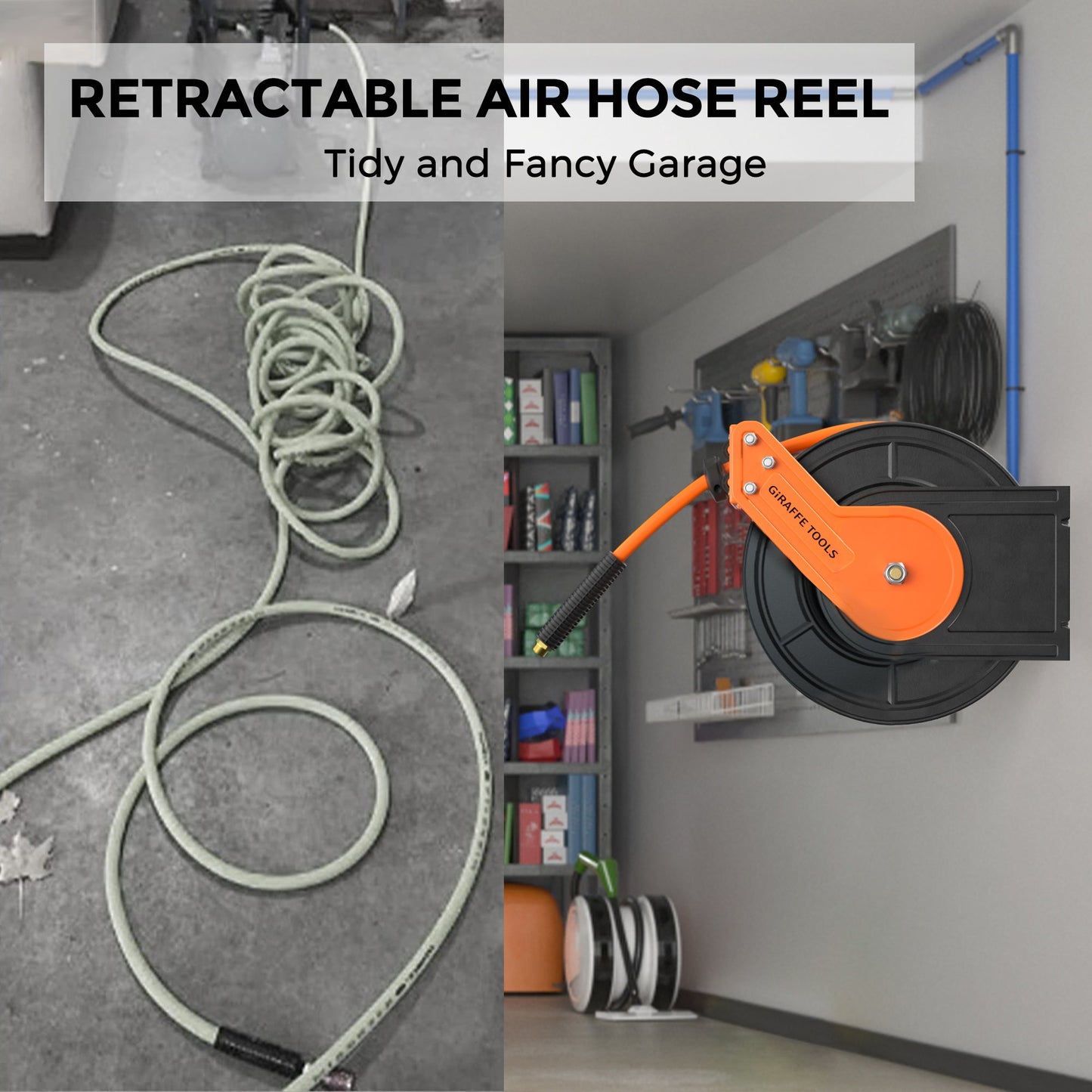 Giraffe Tools Retractable Air Hose Reel Plus-50ft-3/8in