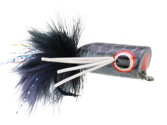 Bass Popper, Size 2 | Gray Ghost | Qty. 4 | Wild Water Fly Fishing