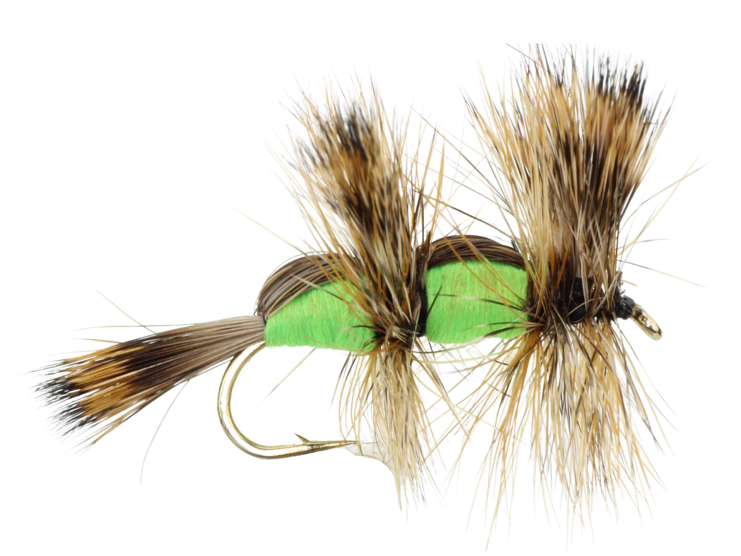 Double Humpy Fly, Size 10 | Green | Qty. 6 | Wild Water Fly Fishing