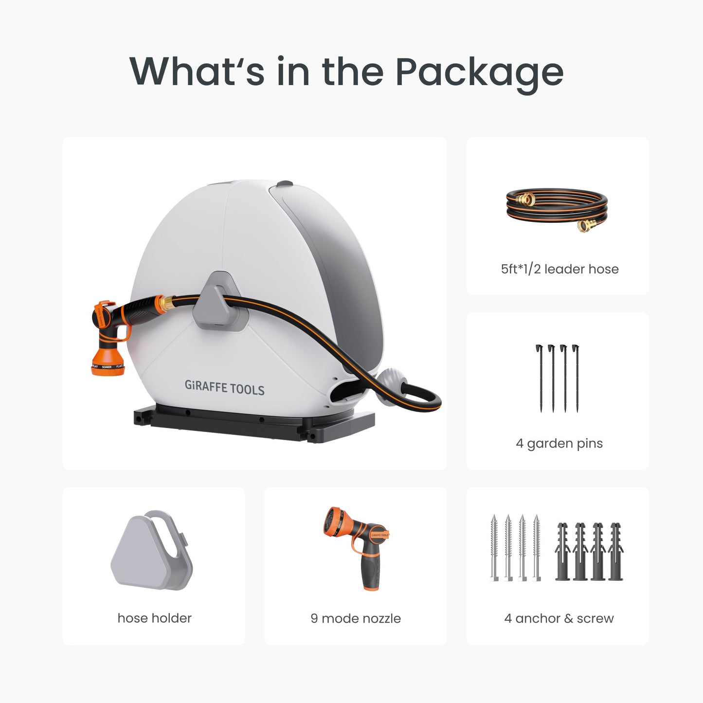 Giraffe Tools Ground-Mounted Retractable Hose Reel-1/2in-82ft