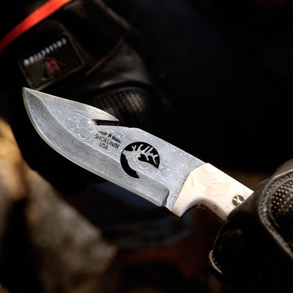 Tranquility Gut Hook Knife with Pearl Resin Handle