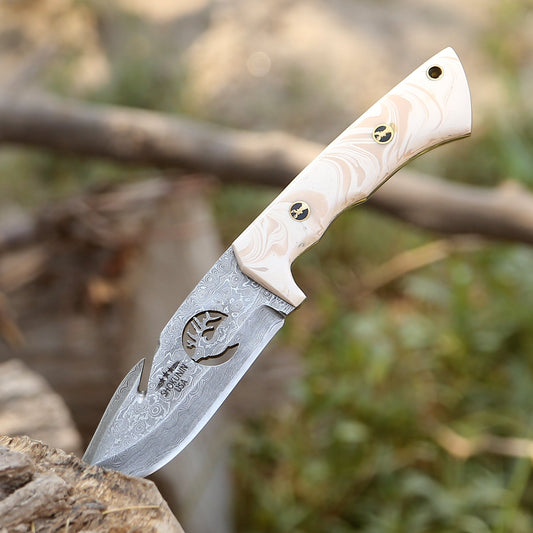 Tranquility Gut Hook Knife with Pearl Resin Handle