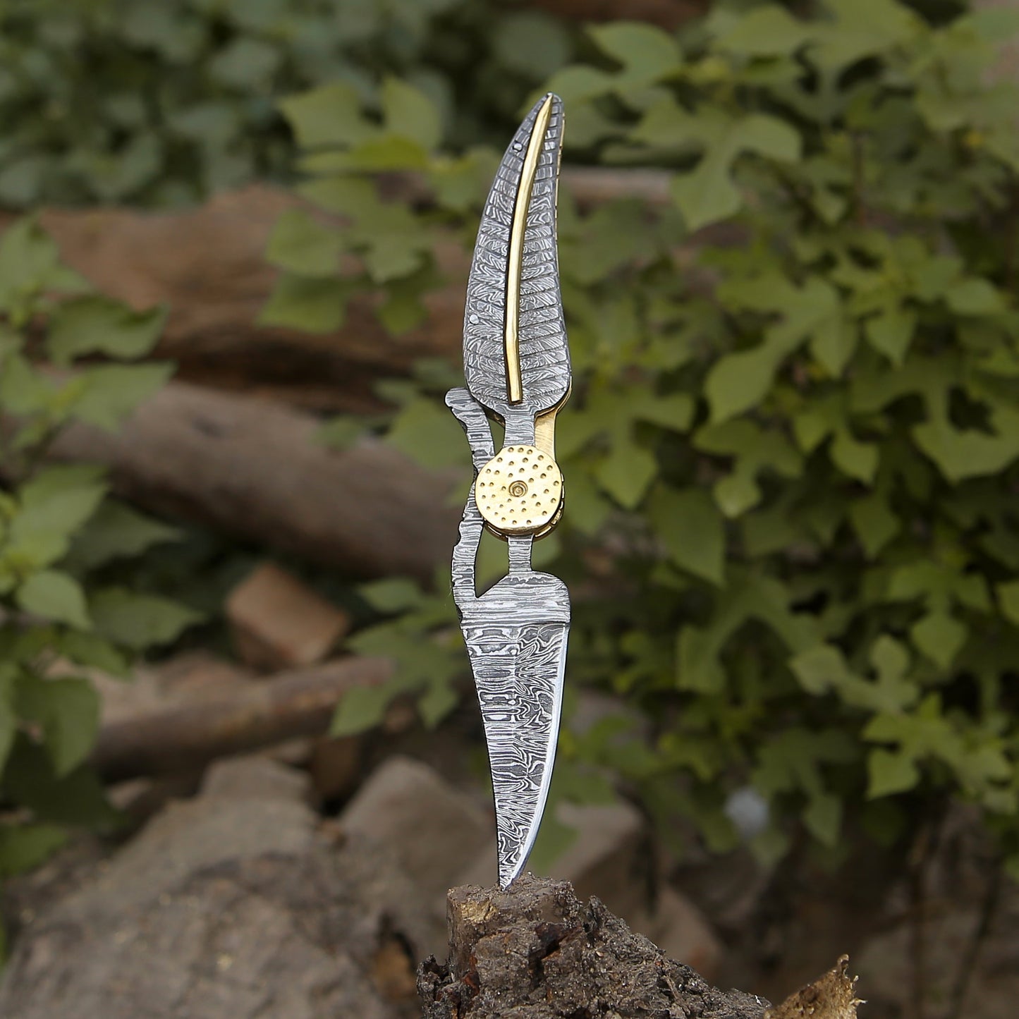 Elegance Handmade Personalized Damascus Folding Hunting Knife with Damascus Handle