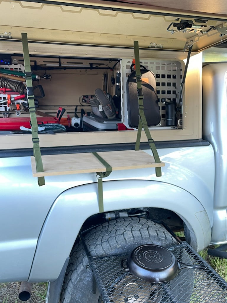 Tire Table Hanging Shelf for Vanlife & Camping