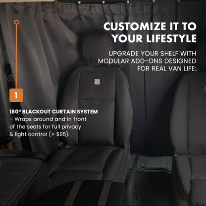SPRINTER HEADLINER SHELF INCLUDES CURTAIN ROD AND LINER 2019+