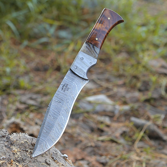 Stinger Custom Handmade Hunting Knife, With Ram Horn & Rose Wood Handle