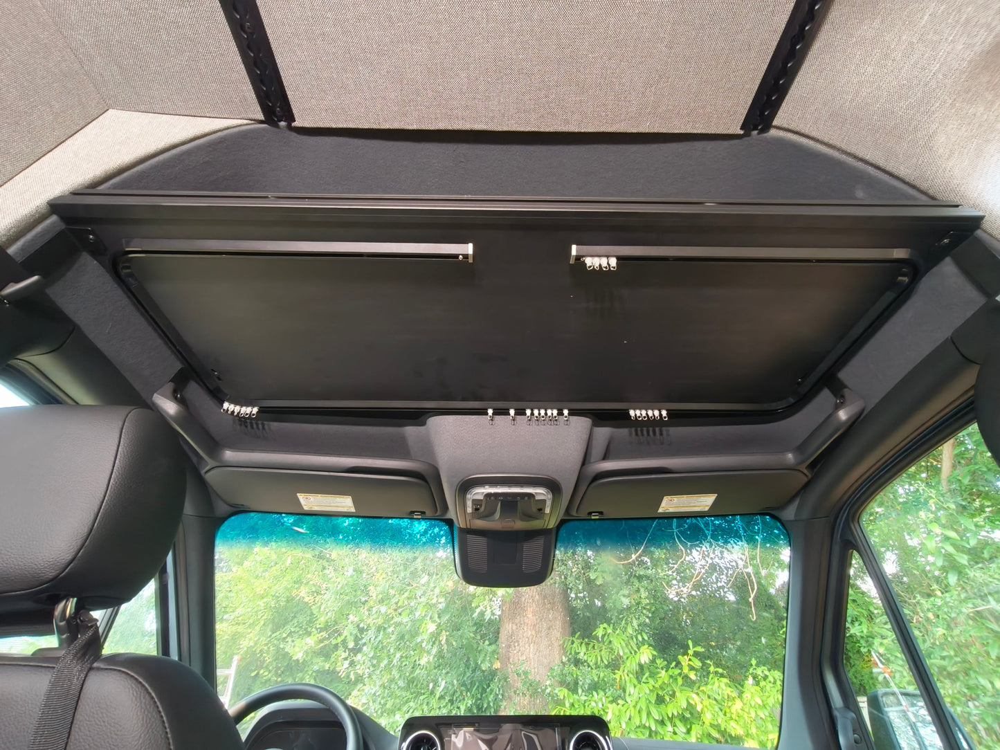 Aluminum Headliner Shelf for Sprinter | Built-in Curtain Rails