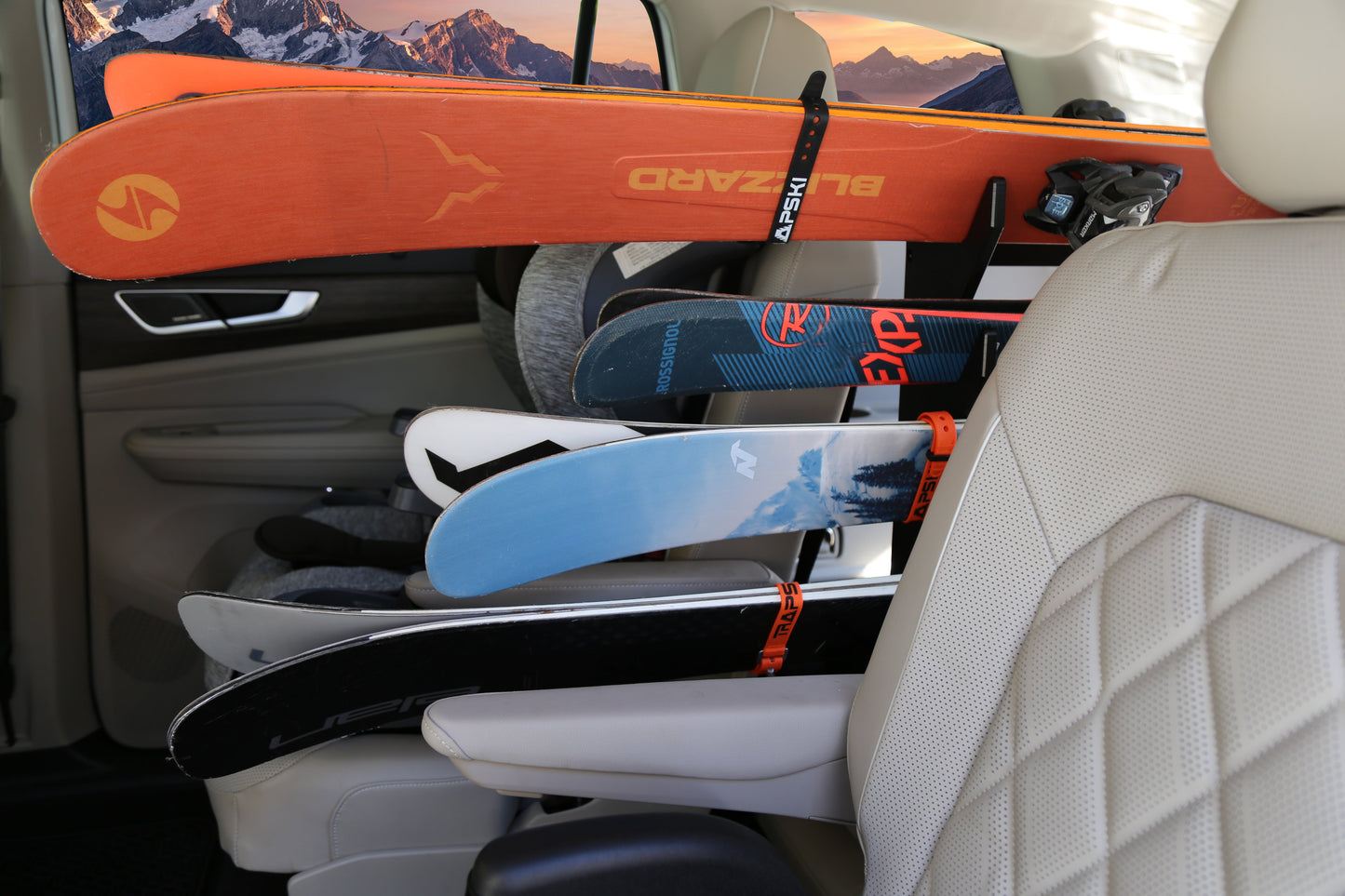 The TRAPSKI Tower with Security Strap | Internal Ski Mobile Rack | SUVs, Vans, Crossovers, Hatchbacks | Third Row SUVS