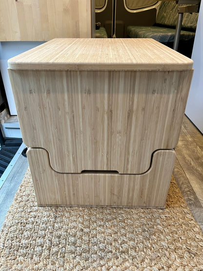 Laveo Dry Flush Portable Waterless Toilet Bamboo Lift top Cabinet Flat Pack Kit