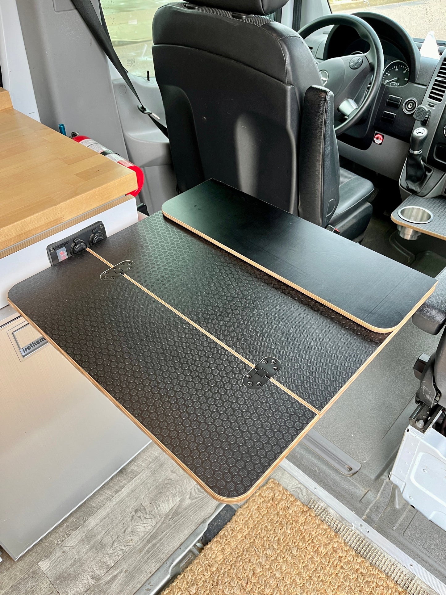 Folding Black Hex Lagun Table 1/2" Thick For Camper Vans and RVs