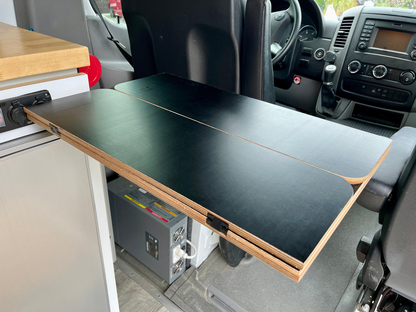 Folding Black Hex Lagun Table 1/2" Thick For Camper Vans and RVs