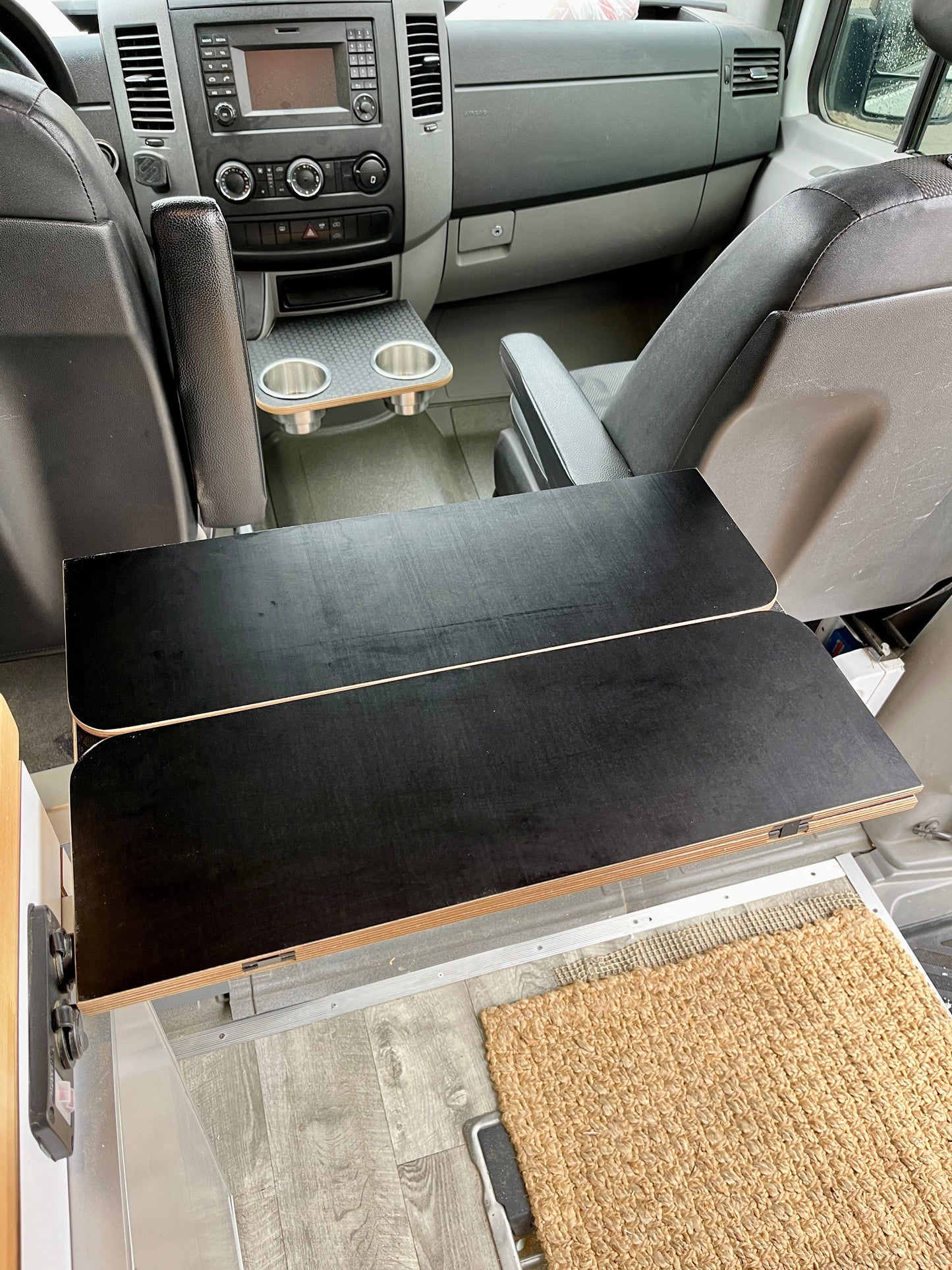 Folding Black Hex Lagun Table 1/2" Thick For Camper Vans and RVs