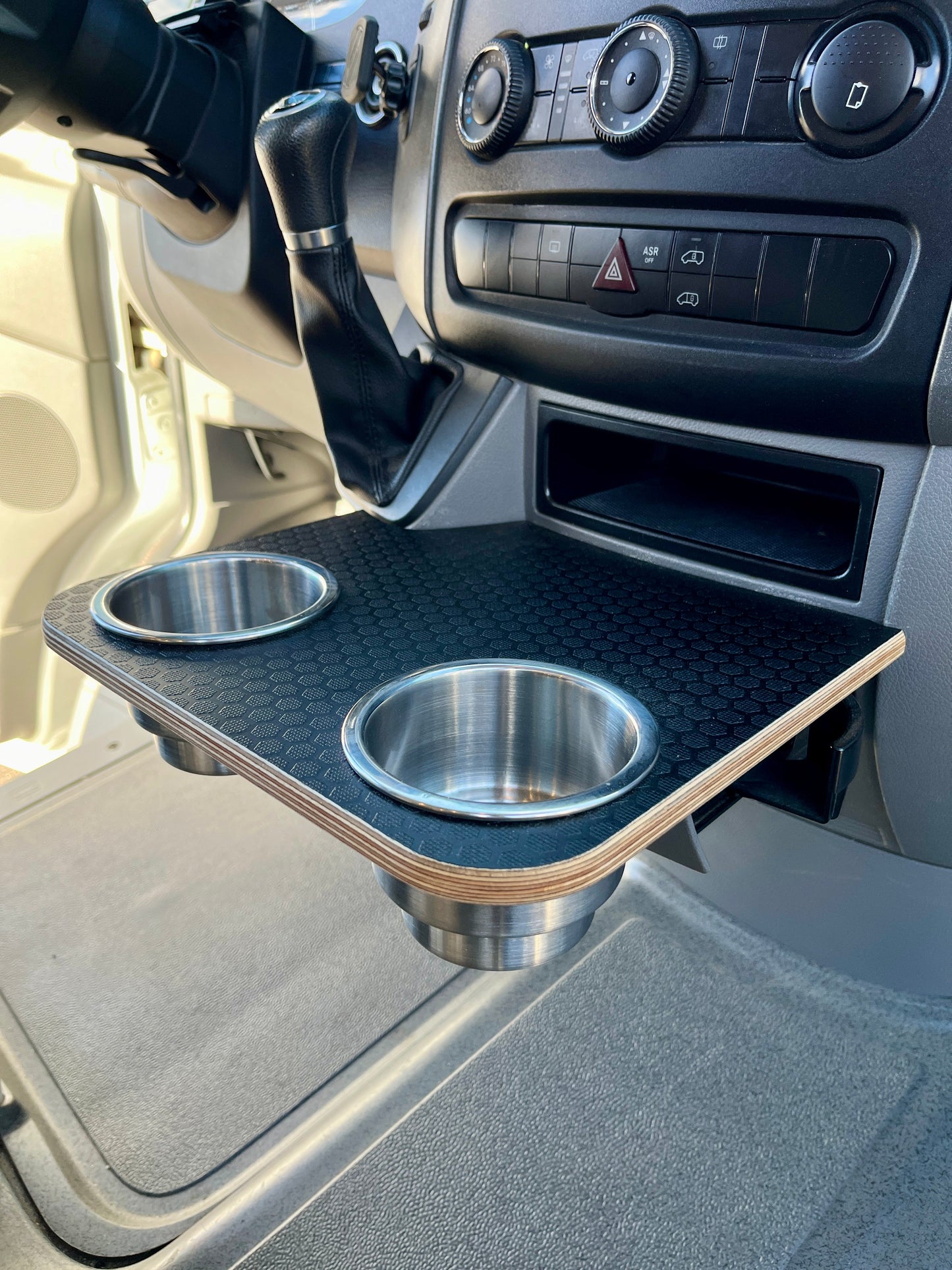 Mercedes Sprinter NCV3 06-18 Black Hex Cup Holder Snack Tray