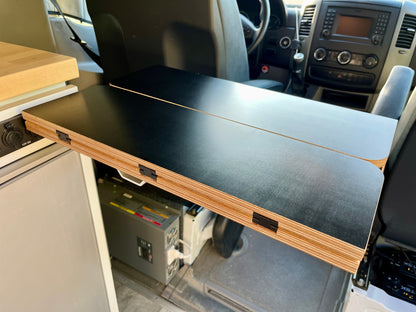 Folding Black Hex Lagun Table 3/4" Thick For Camper Vans and RVs