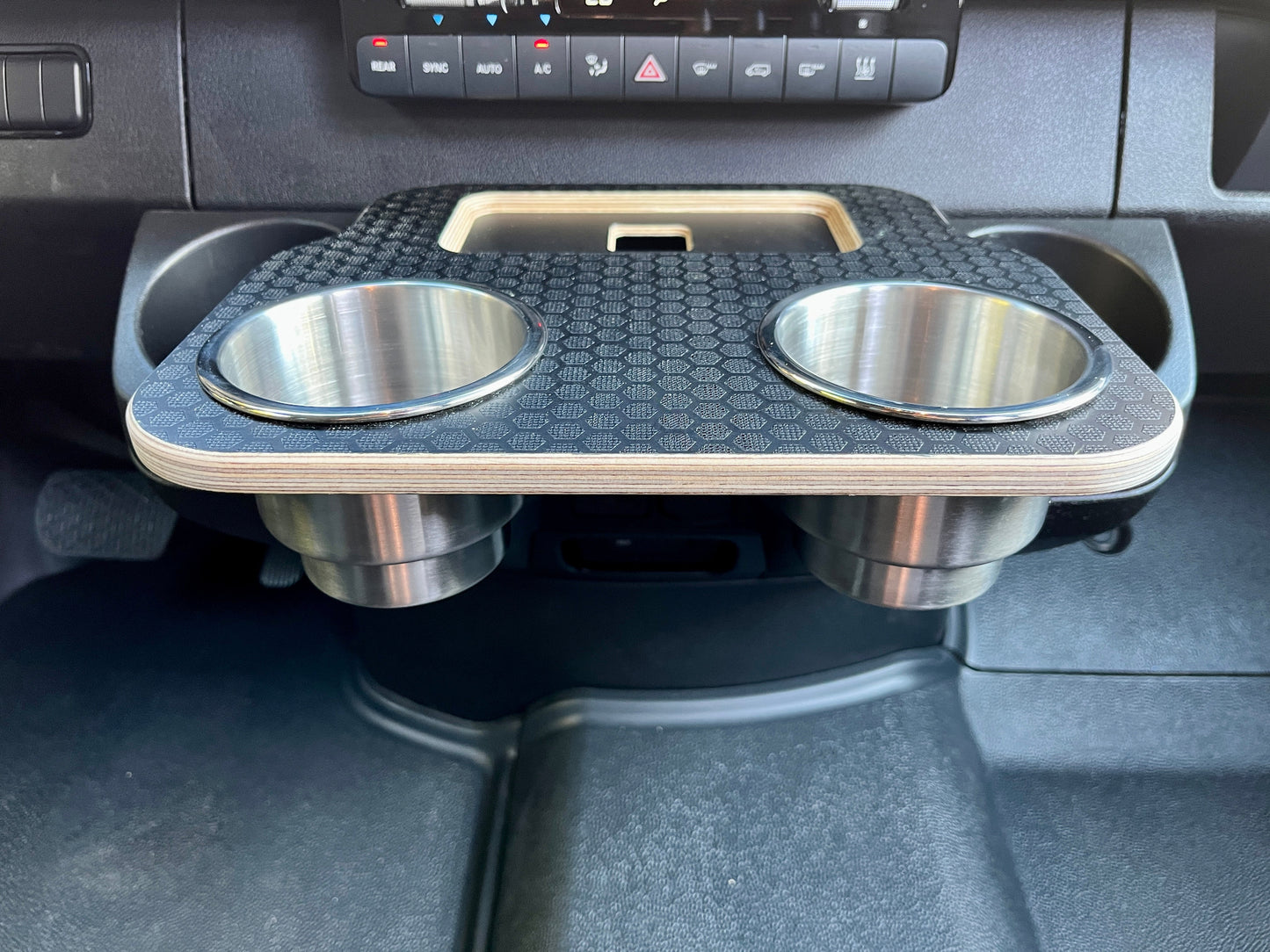 Mercedes Sprinter VS30 19-Current Black Hex Cup Holder Snack Tray