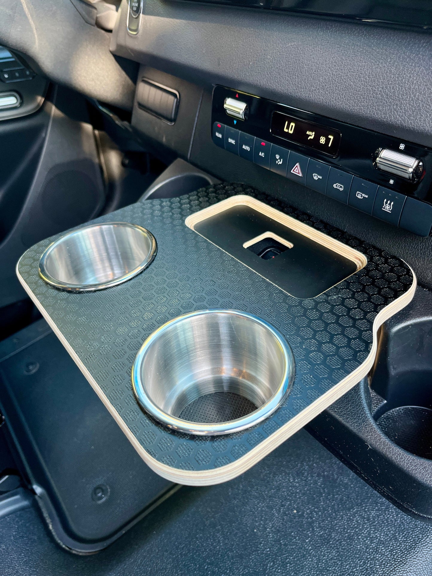 Mercedes Sprinter VS30 19-Current Black Hex Cup Holder Snack Tray