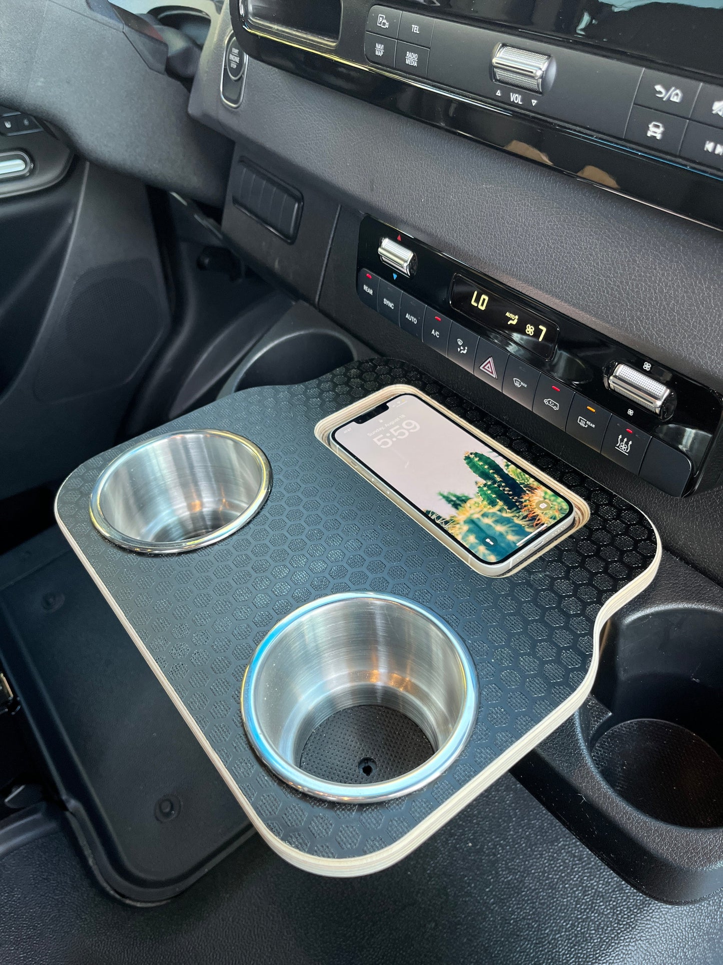 Mercedes Sprinter VS30 19-Current Black Hex Cup Holder Snack Tray