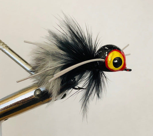 Spherical Body Popper, Size 4 |Black and White | Qty. 4 | Wild Water Fly Fishing