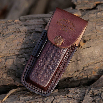 Handmade Custom Pocket Knife with Diamond Wood Handle & Sheath Personalized