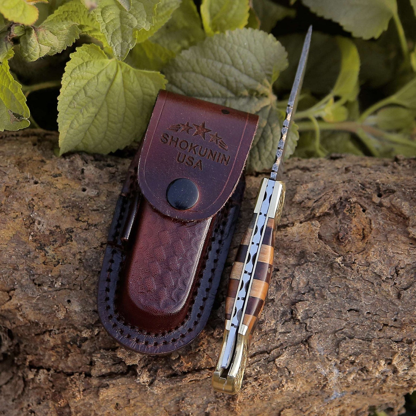 Expedition Gentlemans Damascus Pocket Knife with Pakka Wood Handle