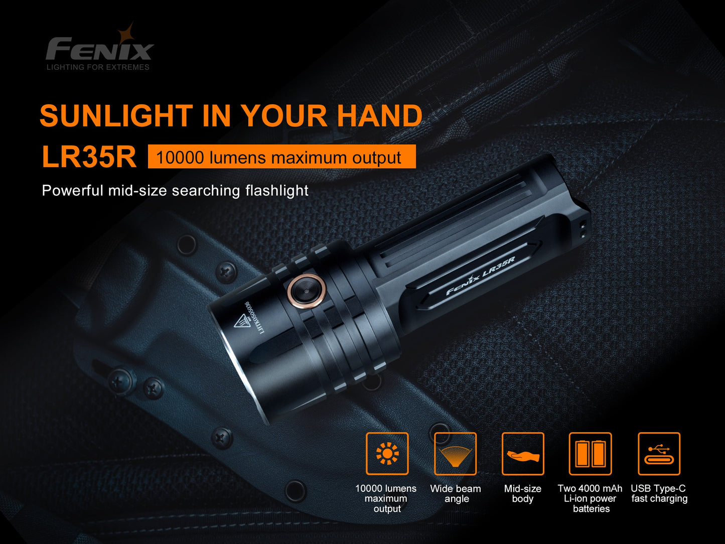 Fenix LR35R Rechargeable LED Flashlight - 10,000 Lumens