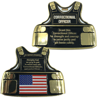 EL10-009 Correctional Officer Thin Gray Line Prayer Challenge Coin CO Corrections Prison Jail