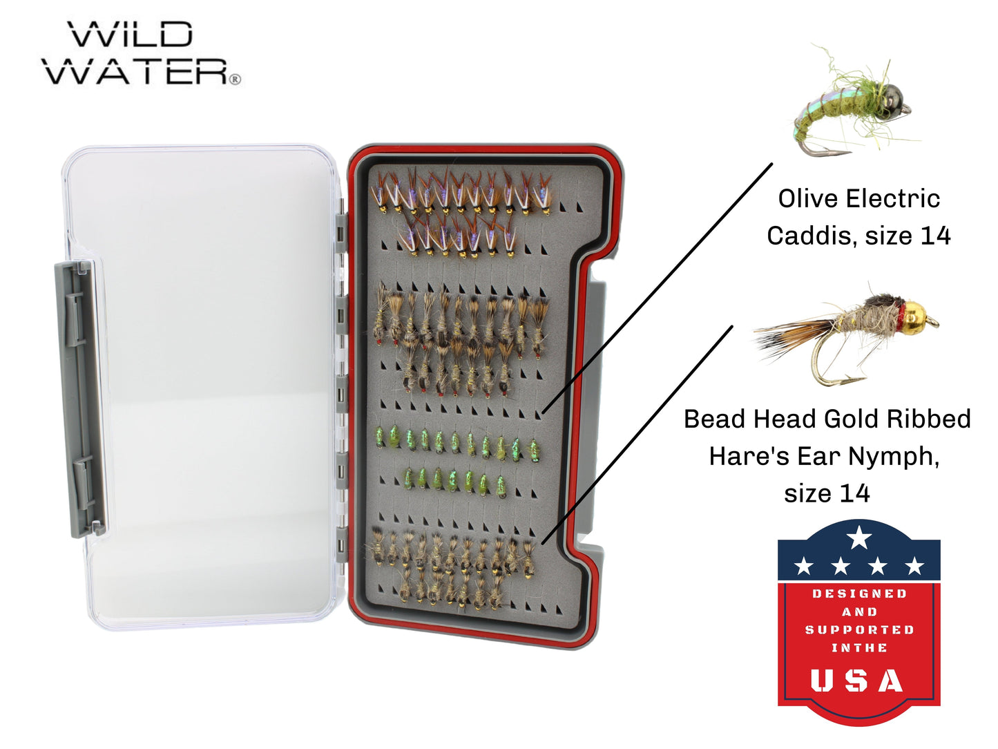 Nymph Assortment, 72 Flies | Low Profile Fly Box | Wild Water Fly Fishing