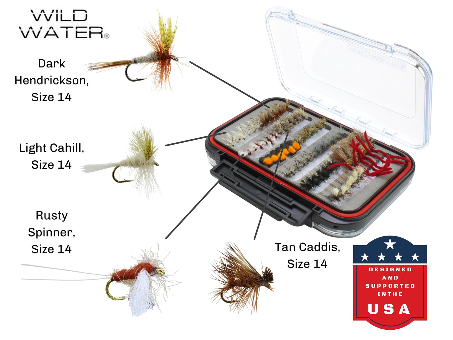 Mega Fly Assortment, 120 All-Time Most Popular Flies | 2 Sided Fly Box | Wild Water Fly Fishing