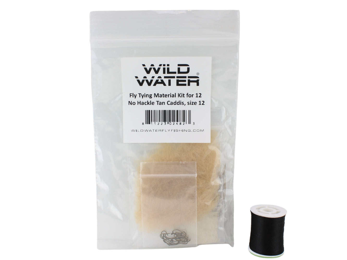 No Hackle Tan Caddis Fly Tying Material Kit, size 12 | Wild Water Fly Fishing