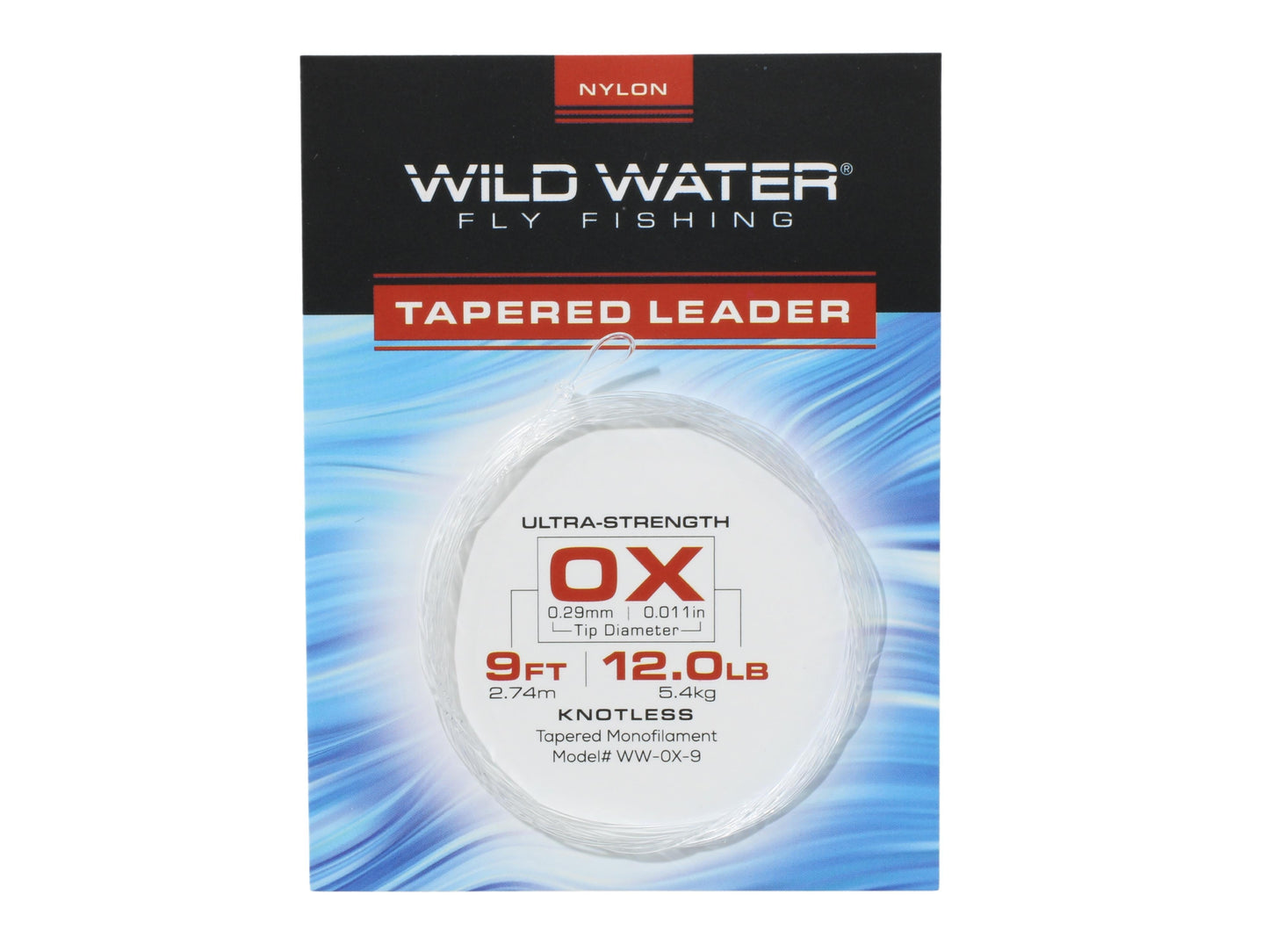 0X Tapered Nylon Monofilament Leader, 9' | 6 Pack | Wild Water Fly Fishing