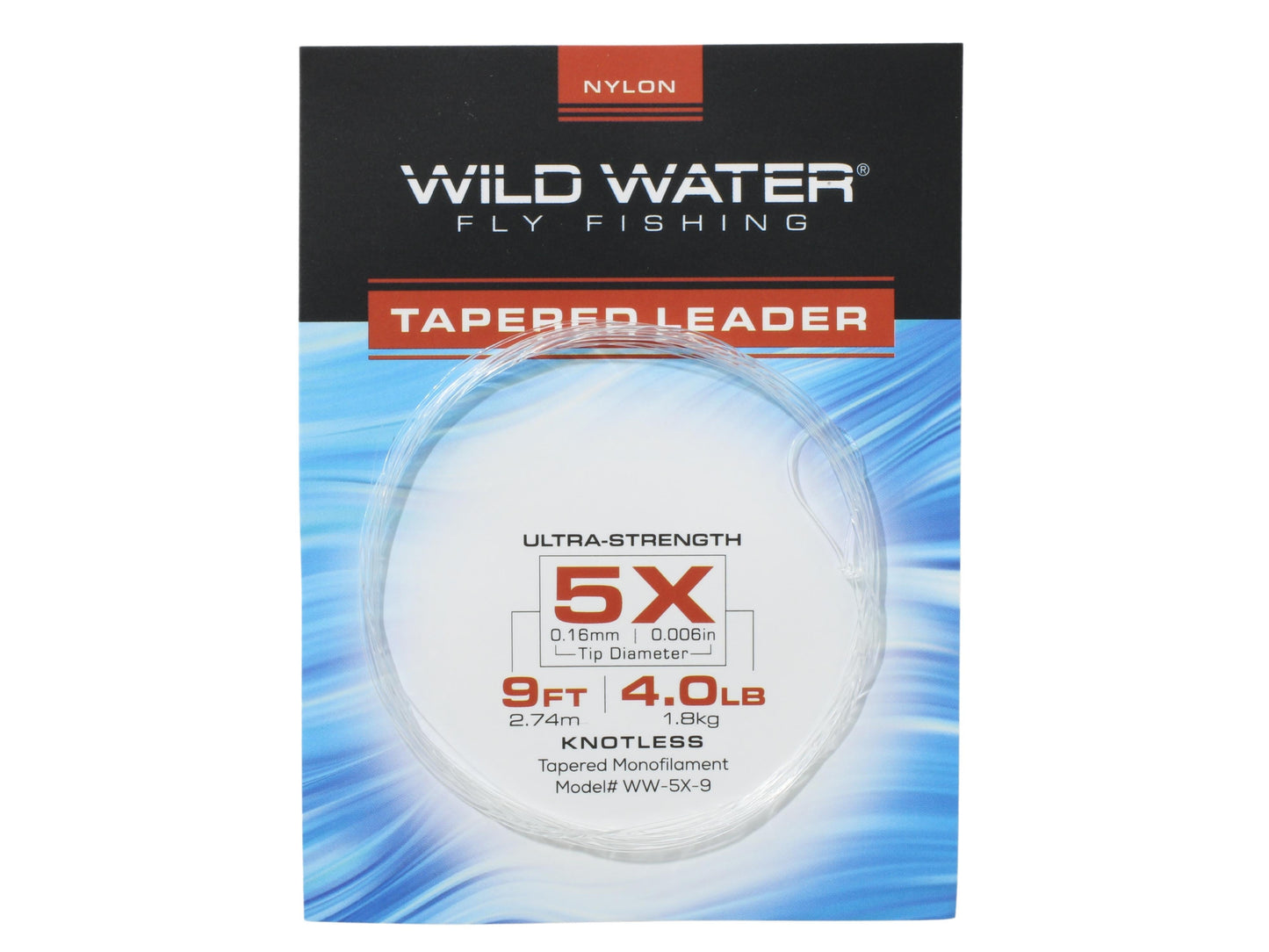 5X Tapered Nylon Monofilament Leader, 9' | 6 Pack | Wild Water Fly Fishing