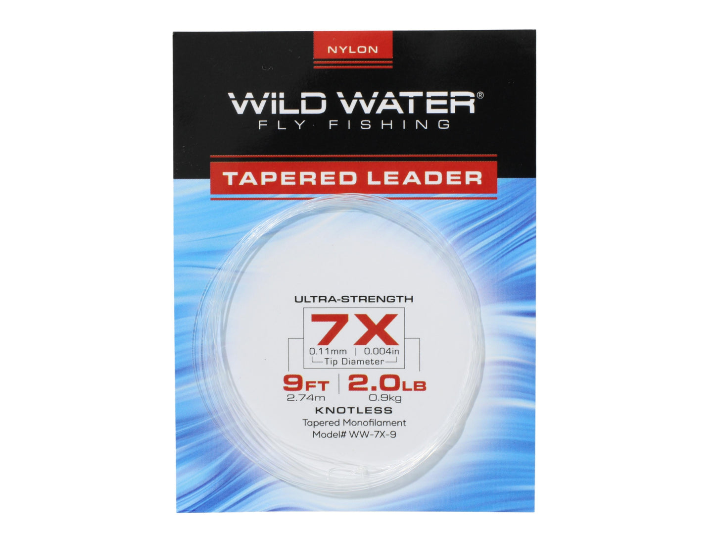 7X Tapered Nylon Monofilament Leader, 9' | 6 Pack | Wild Water Fly Fishing