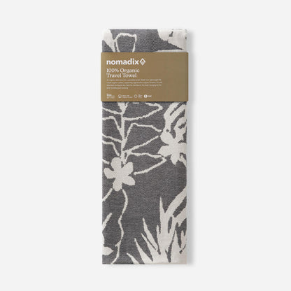 Organic Cotton Travel Towel: Retro Palms Black