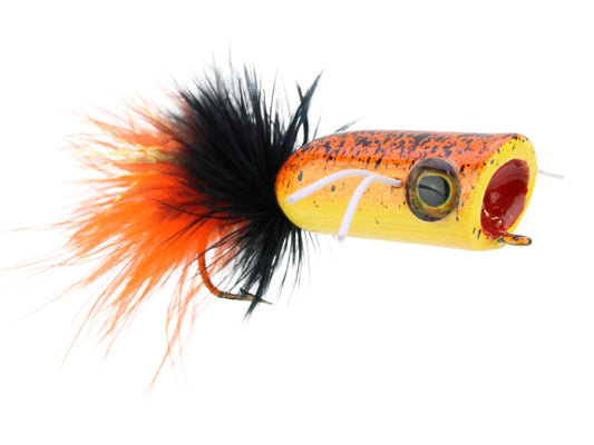 Mini Bass Popper, Size1/0 | Orange Tiger | Qty. 4 | Wild Water Fly Fishing