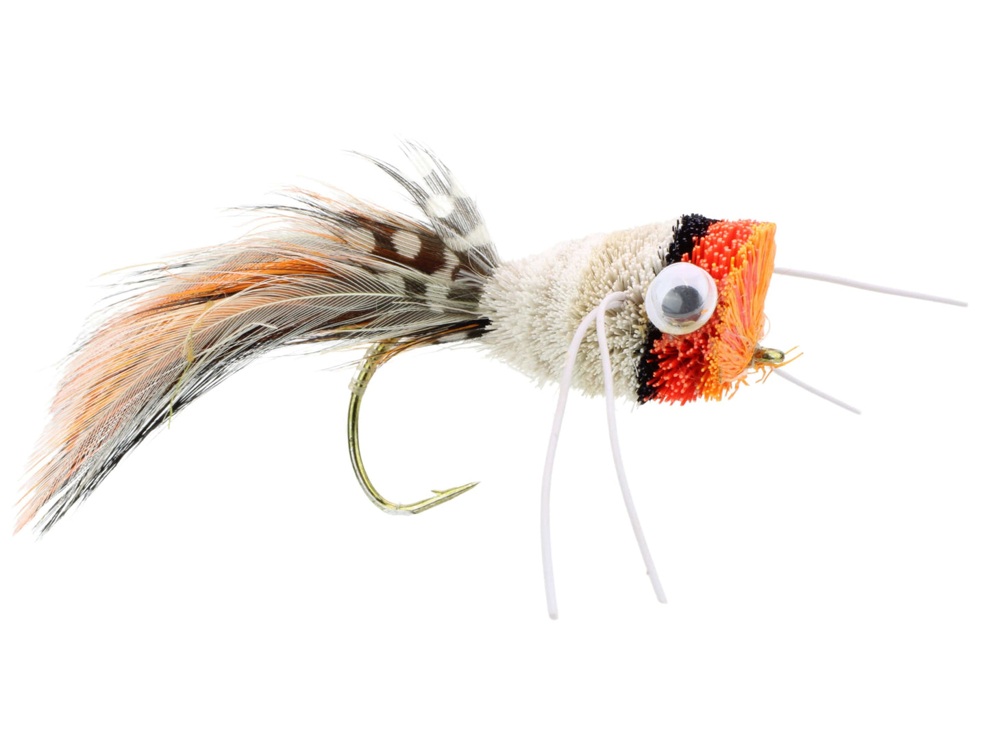 Deer Hair Bass Bug, Size 2 | Qty. 2 | Orange | Red | White | Wild Water Fly Fishing