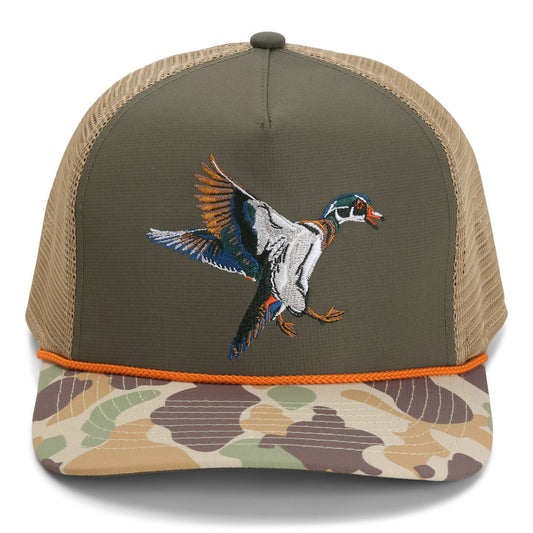 Wood Duck Hat Rope Cap 5-Panel Ridgeline Mesh Back