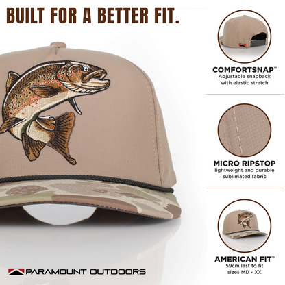 Brown Trout 5-Panel Fly Fishing Rope Cap