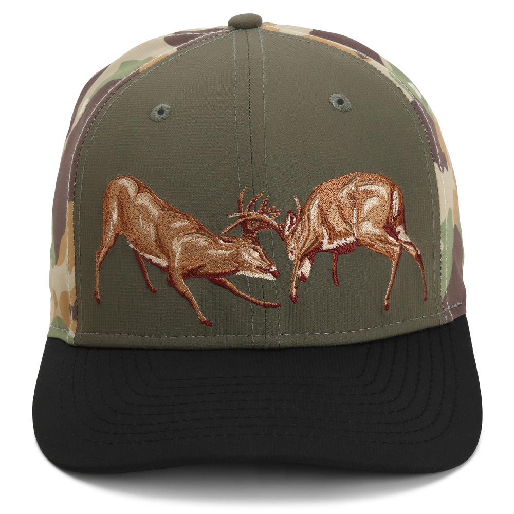 Fighting Deer Rut Cap 6-Panel Riverside Wax Cloth Visor