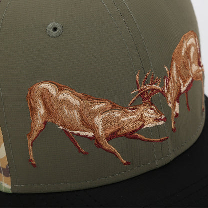 Fighting Deer Rut Cap 6-Panel Riverside Wax Cloth Visor