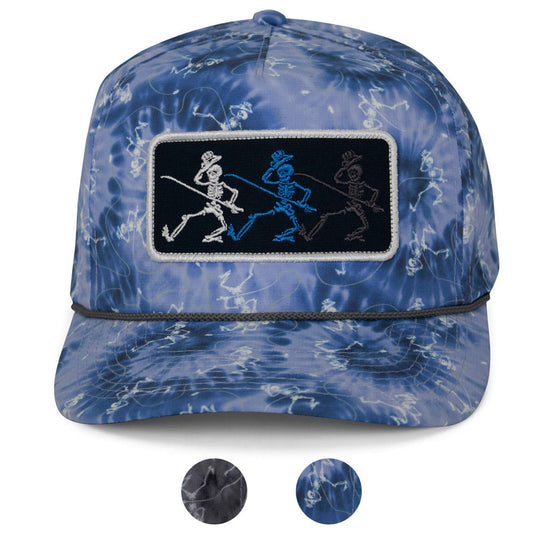 Dancing Skeletons Fly Fishing Trucker Tie Dye Rope Cap